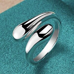 Elegant Silver Plated Water Drop Adjustable Open Ring For Women